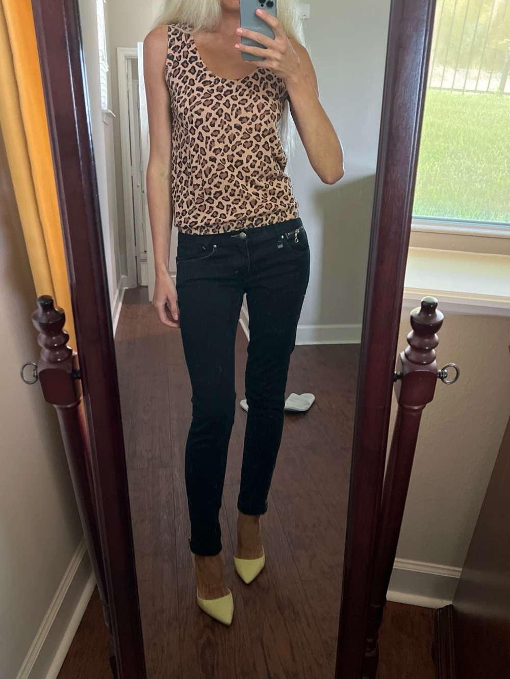 Zara Leopard Print V-Neck Tank in Tan and Black